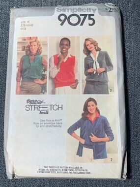 Simplicity Misses Cardigans Vest Sewing Pattern Size 12 14 16 9075 Uncut